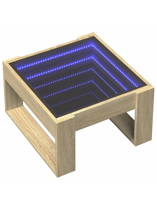 Kohvilaud LED-tuledega, sonoma tamm, 50x53x30 cm