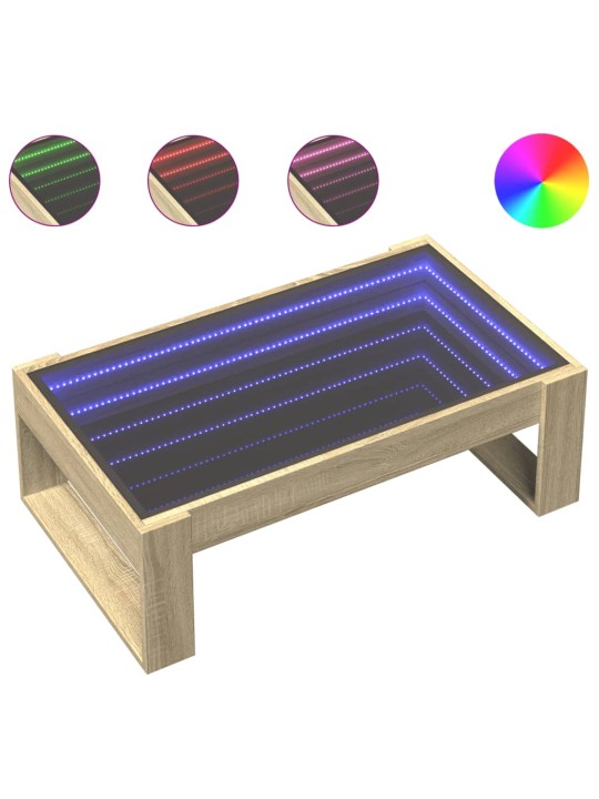 Kohvilaud LED-tuledega, sonoma tamm, 90x53x30 cm