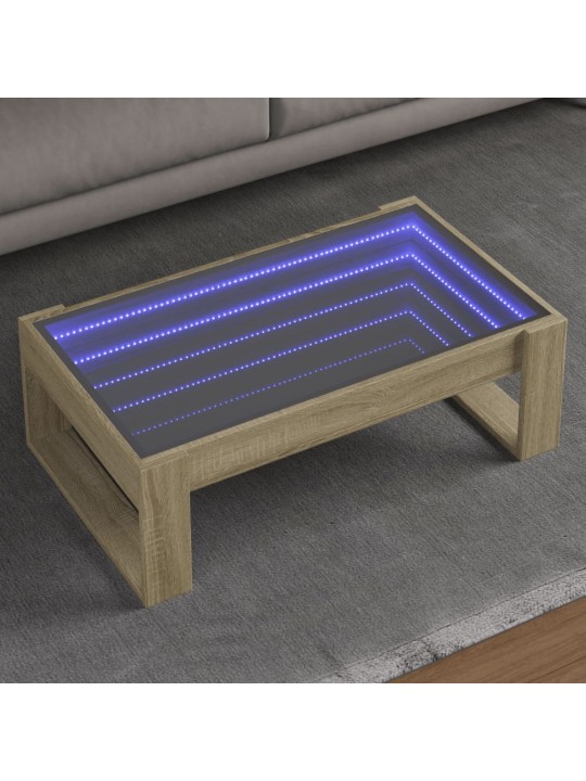 Kohvilaud LED-tuledega, sonoma tamm, 90x53x30 cm