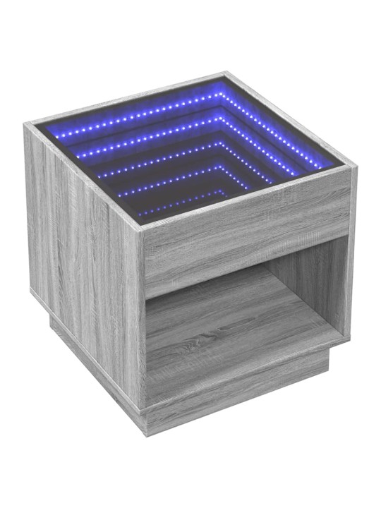 Kohvilaud LED-tuledega, hall sonoma tamm, 50x50x50 cm