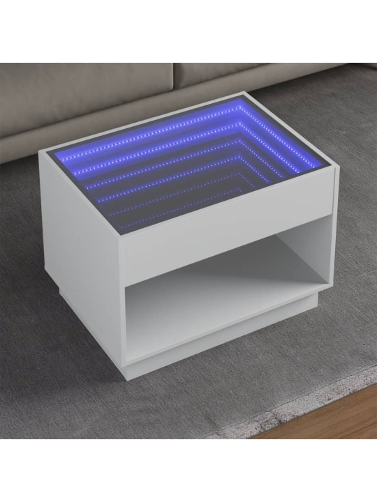 Kohvilaud LED-tuledega, valge, 70 x 50 x 50 cm