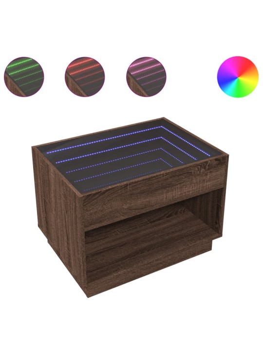 Kohvilaud LED-tuledega, pruun tamm, 70x50x50 cm