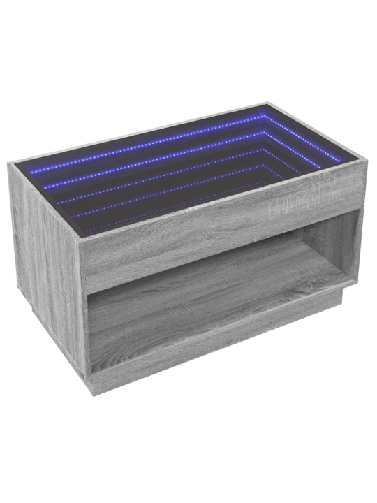 Kohvilaud LED-tuledega, hall sonoma tamm, 90x50x50 cm