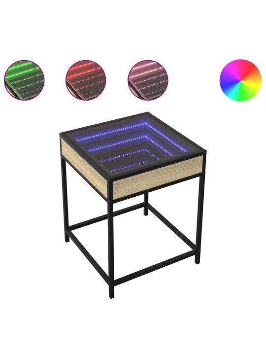 Kohvilaud LED-tuledega, sonoma tamm, 40 x 40 x 51 cm