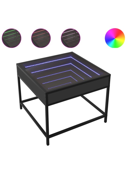 Kohvilaud LED-tuledega, must, 50x50x41 cm