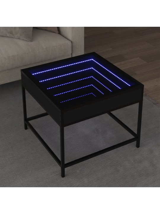 Kohvilaud LED-tuledega, must, 50x50x41 cm