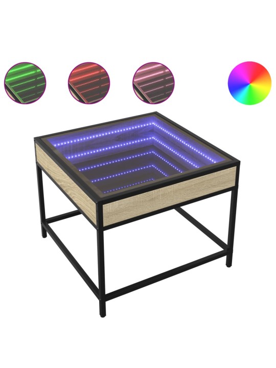 Kohvilaud LED-tuledega, sonoma tamm, 50x50x41 cm