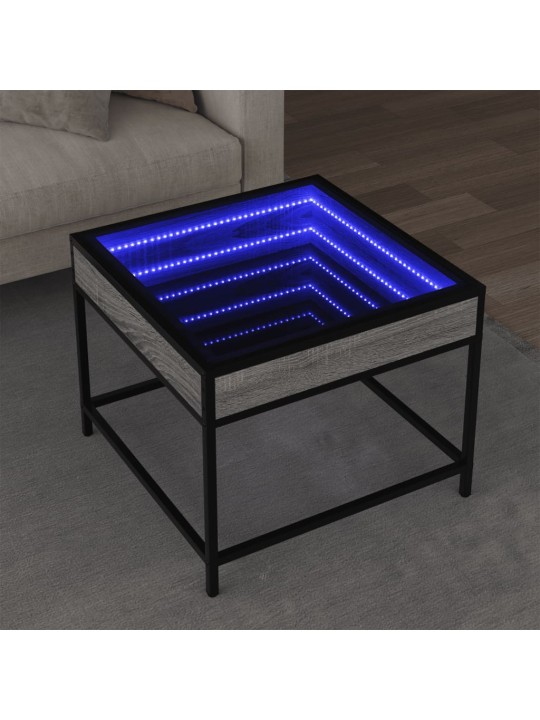 Kohvilaud LED-tuledega, hall sonoma tamm, 50x50x41 cm