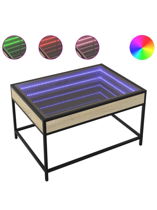 Kohvilaud LED-tuledega, sonoma tamm, 70 x 50 x 41 cm