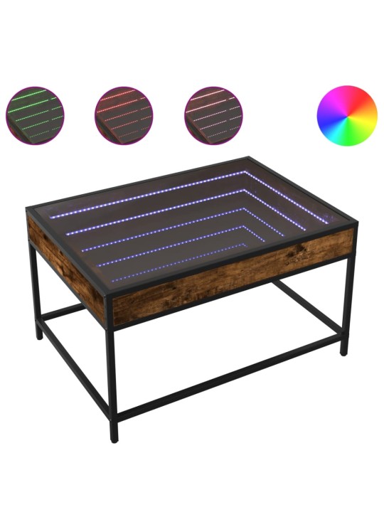 Kohvilaud LED-tuledega, suitsutatud tamm, 70x50x41 cm