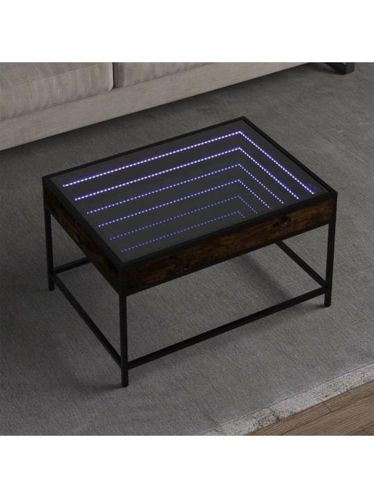 Kohvilaud LED-tuledega, suitsutatud tamm, 70x50x41 cm