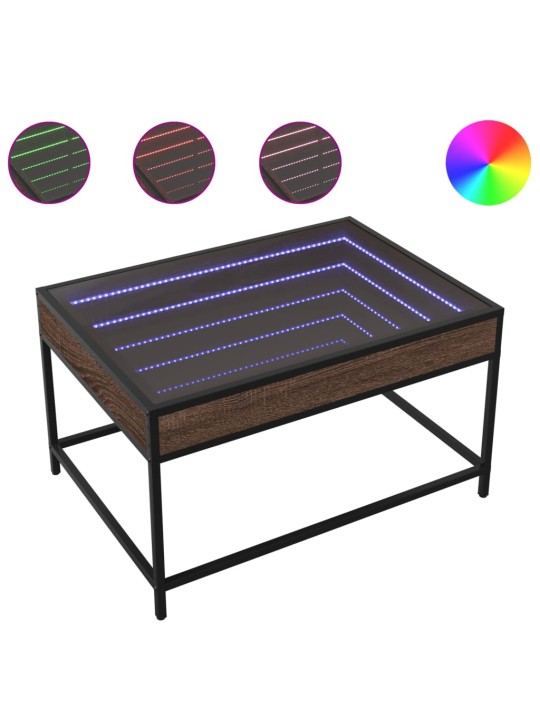 Kohvilaud LED-tuledega, pruun tamm, 70 x 50 x 41 cm