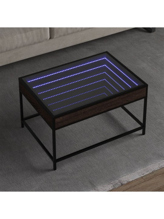 Kohvilaud LED-tuledega, pruun tamm, 70 x 50 x 41 cm