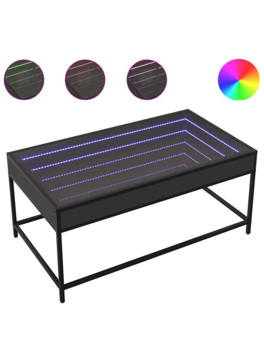 Kohvilaud LED-tuledega, must, 90x50x41 cm