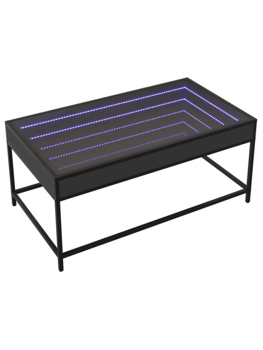 Kohvilaud LED-tuledega, must, 90x50x41 cm