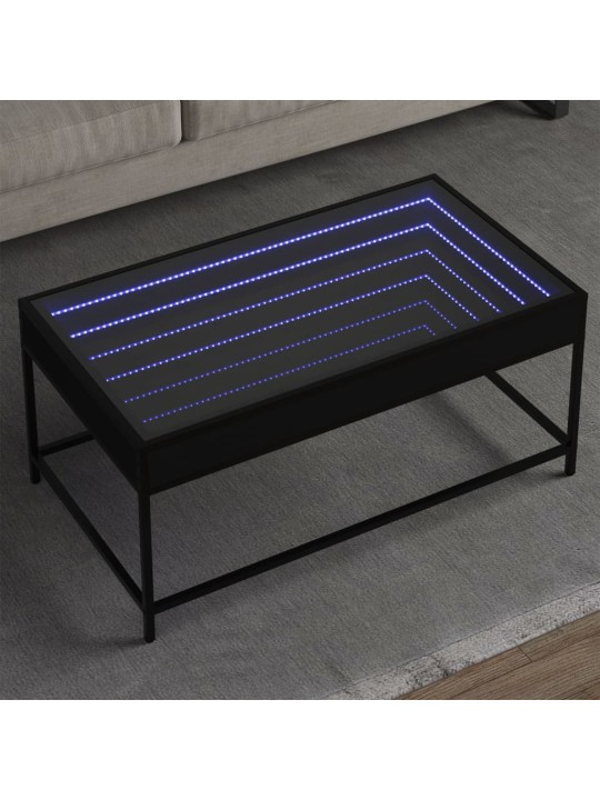 Kohvilaud LED-tuledega, must, 90x50x41 cm