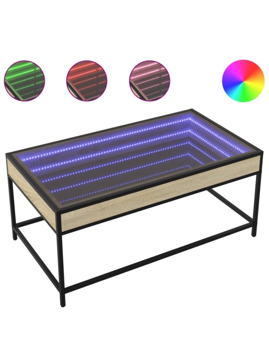 Kohvilaud LED-tuledega, sonoma tamm, 90x50x41 cm