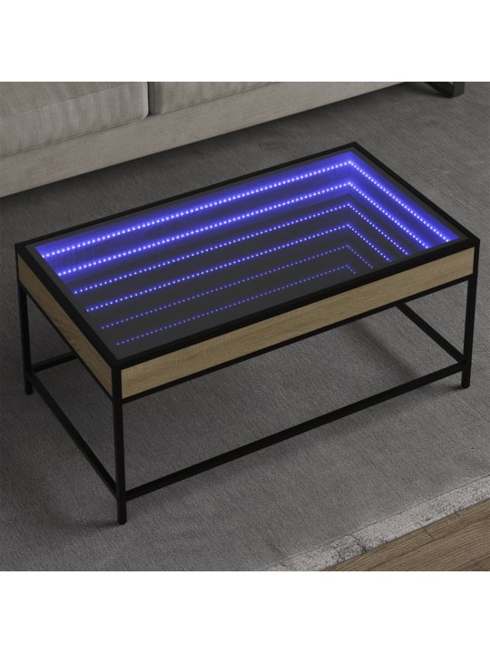 Kohvilaud LED-tuledega, sonoma tamm, 90x50x41 cm