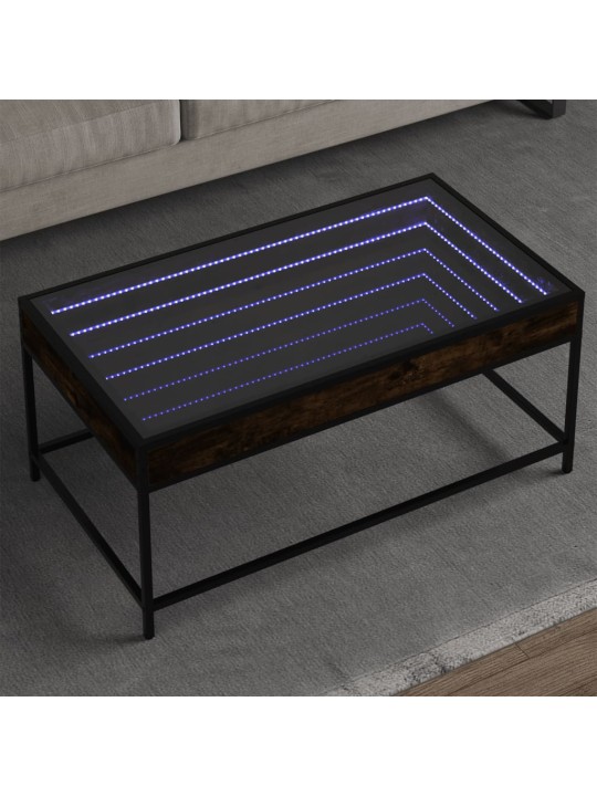 Kohvilaud LED-tuledega, suitsutatud tamm, 90x50x41 cm