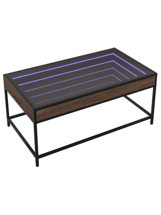 Kohvilaud LED-tuledega, pruun tamm, 90x50x41 cm