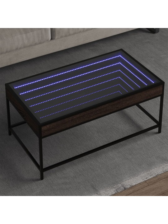 Kohvilaud LED-tuledega, pruun tamm, 90x50x41 cm