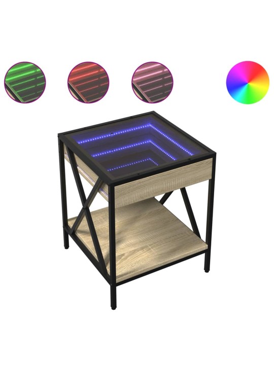 Kohvilaud LED-tuledega, sonoma tamm, 40x40x49 cm