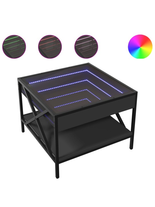 Kohvilaud LED-tuledega, must, 50x50x38 cm