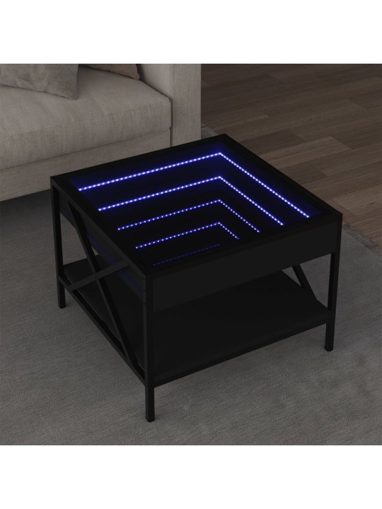 Kohvilaud LED-tuledega, must, 50x50x38 cm