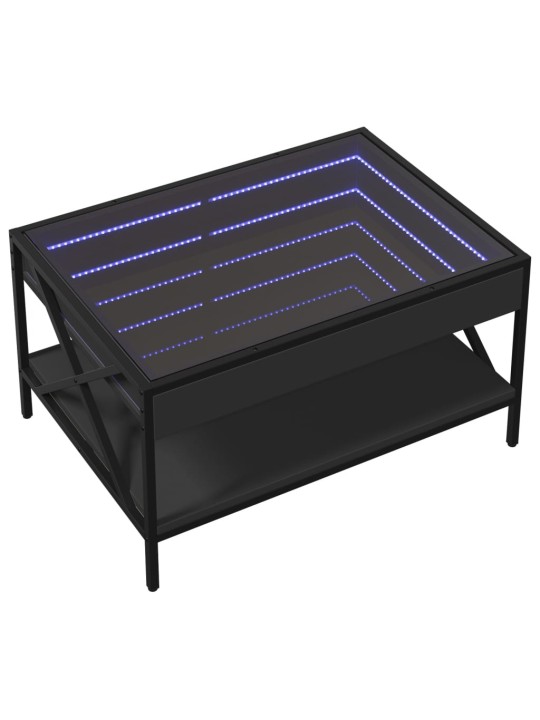 Kohvilaud LED-tuledega, must, 70x50x38 cm