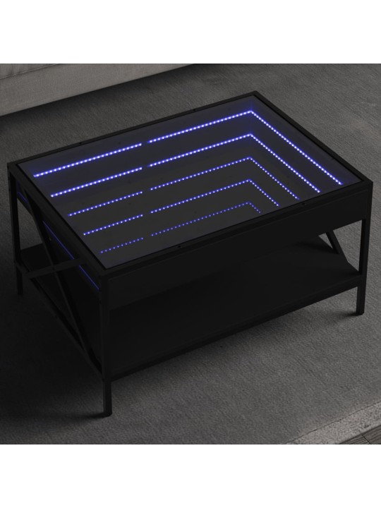 Kohvilaud LED-tuledega, must, 70x50x38 cm