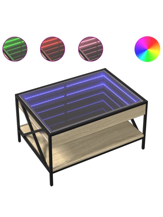 Kohvilaud LED-tuledega, sonoma tamm, 70x50x38 cm