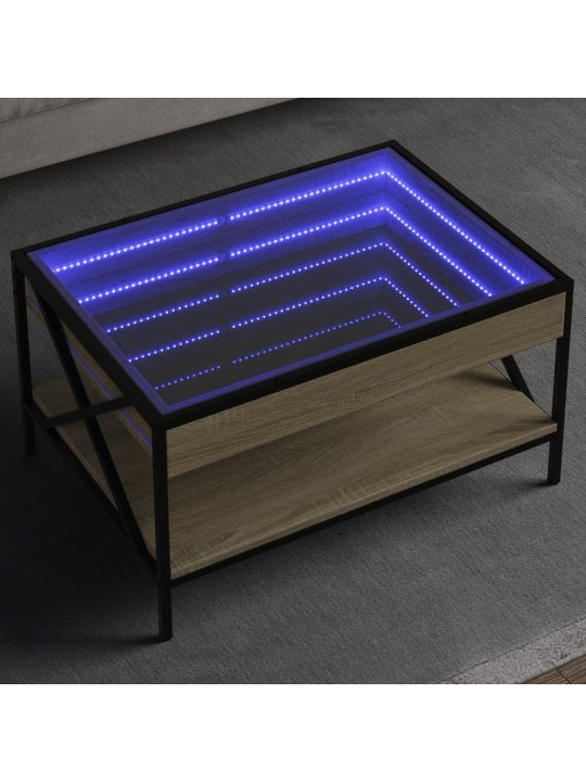 Kohvilaud LED-tuledega, sonoma tamm, 70x50x38 cm