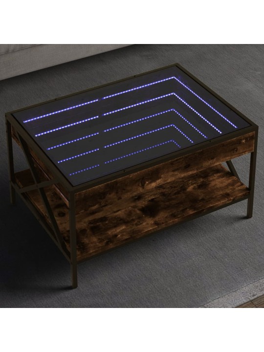 Kohvilaud LED-tuledega, suitsutatud tamm, 70x50x38 cm