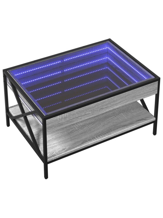 Kohvilaud LED-tuledega, hall sonoma tamm, 70x50x38 cm