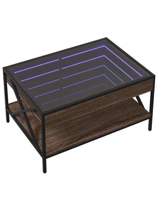 Kohvilaud LED-tuledega, pruun tamm, 70x50x38 cm