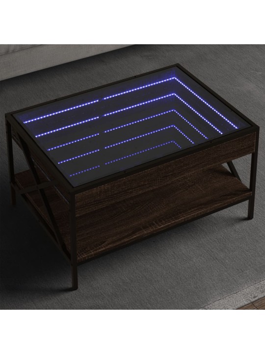 Kohvilaud LED-tuledega, pruun tamm, 70x50x38 cm