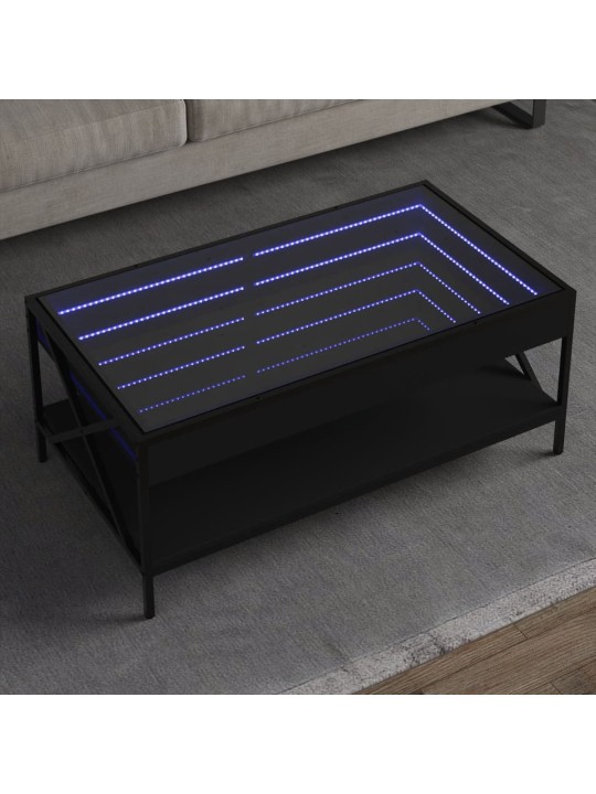 Kohvilaud LED-tuledega, must, 90x50x38 cm