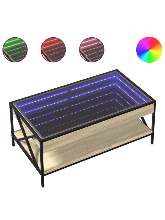 Kohvilaud LED-tuledega, sonoma tamm, 90x50x38 cm