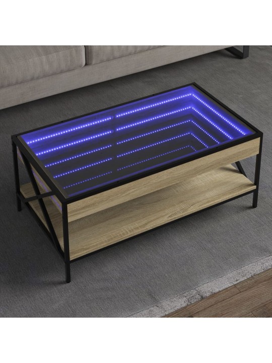 Kohvilaud LED-tuledega, sonoma tamm, 90x50x38 cm