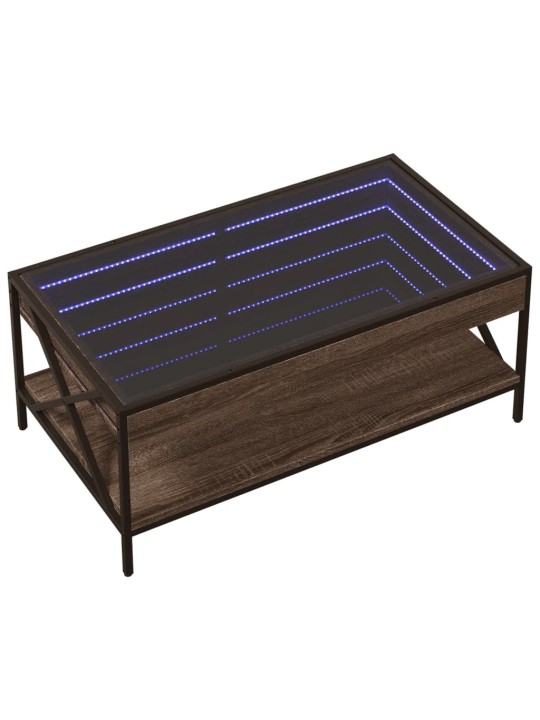 Kohvilaud LED-tuledega, pruun tamm, 90x50x38 cm