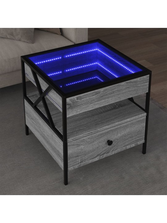 Kohvilaud LED-tuledega, hall sonoma tamm, 50x50x51 cm