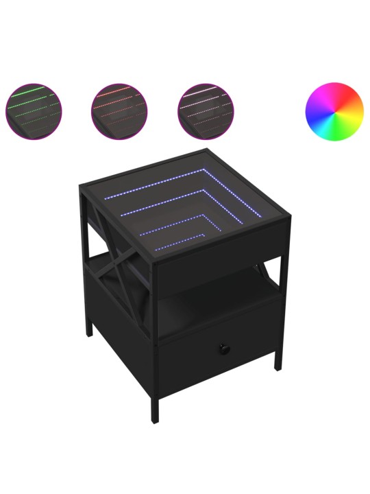 Kohvilaud LED-tuledega, must, 40 x 40 x 51 cm