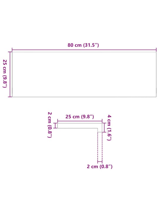 Trepiastmed 4 tk, 80x25x2 cm, töötlemata tammepuit