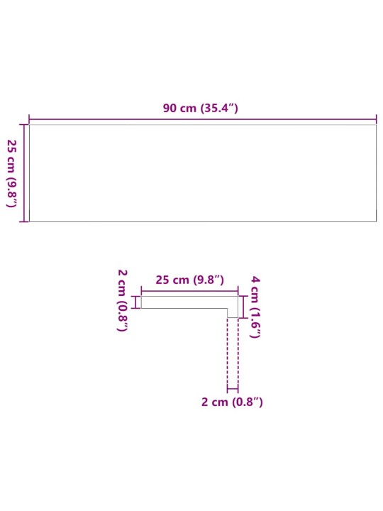 Trepiastmed 4 tk, 90x25x2 cm, töötlemata tammepuit