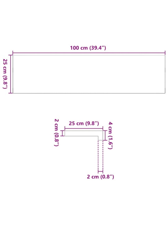 Trepiastmed 4 tk, 100x25x2 cm, töötlemata tammepuit