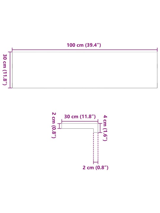 Trepiastmed 4 tk, 100x30x2 cm, töötlemata tammepuit