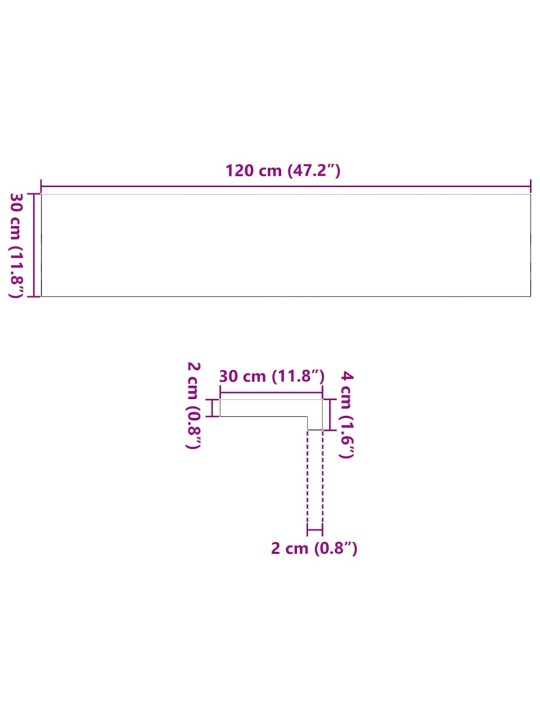 Trepiastmed 2 tk, 120x30x2 cm, töötlemata tammepuit