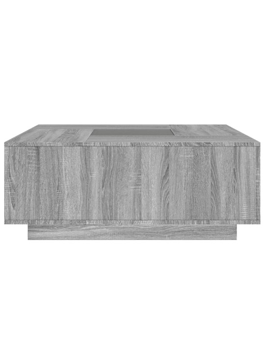 Kohvilaud LED-tuledega, hall sonoma tamm, 100x100x40 cm