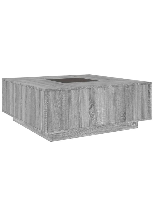 Kohvilaud LED-tuledega, hall sonoma tamm, 100x100x40 cm