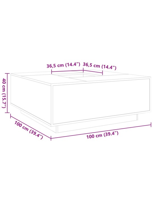 Kohvilaud, hall sonoma tamm, 100x100x40 cm, tehispuit